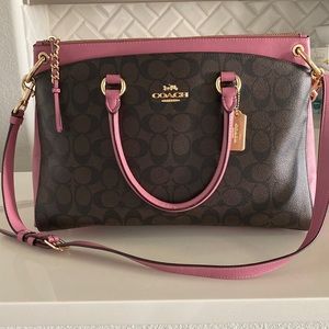 Brown and pink coach purse